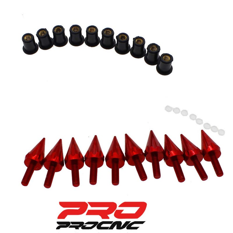 PROCNC Motorcycle Spike Windshield Bolts Screw Nuts Fit for Honda CBR 600rr 1000rr for Suzuki GSXR 600 750 1000 for Yamaha R1 R6 R6s for Kawasaki ZX6R ZX9R ZX10R ZX12 (Red) - Image 3